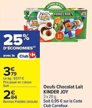 Oeufs Chocolat Lait KINDER JOY