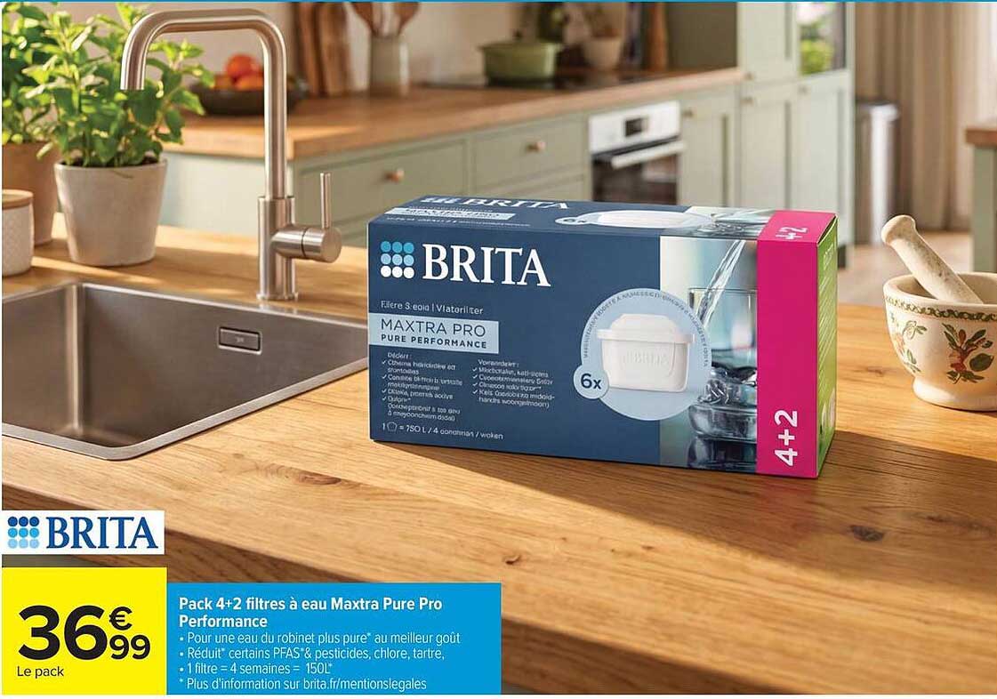 Pack 4+2 filtres à eau Maxtra Pure Pro Performance