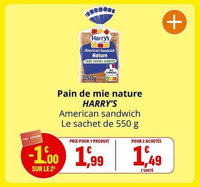 Pain de mie nature HARRY’S American sandwich Le sachet de 550 g