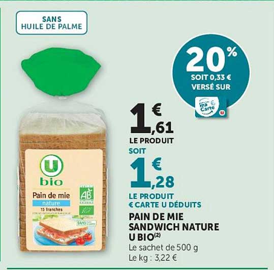 PAIN DE MIE SANDWICH NATURE U BIO