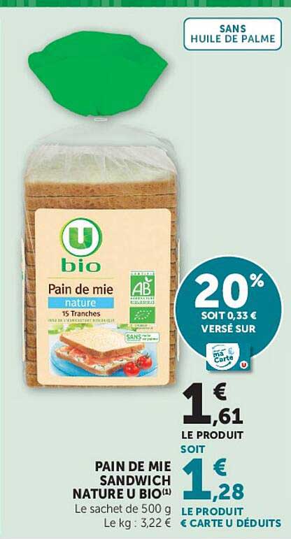 PAIN DE MIE SANDWICH NATURE U BIO