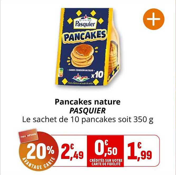 Pancakes nature PASQUIER Le sachet de 10 pancakes soit 350 g