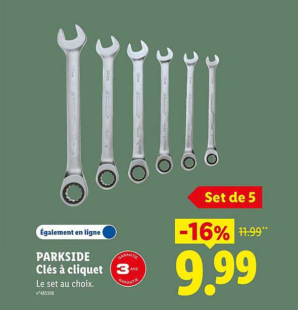 PARKSIDE Clés à cliquet Le set au choix.