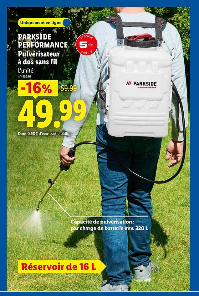 PARKSIDE PERFORMANCE Pulvérisateur à dos sans fil