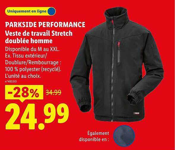 PARKSIDE PERFORMANCE Veste de travail Stretch doublée homme