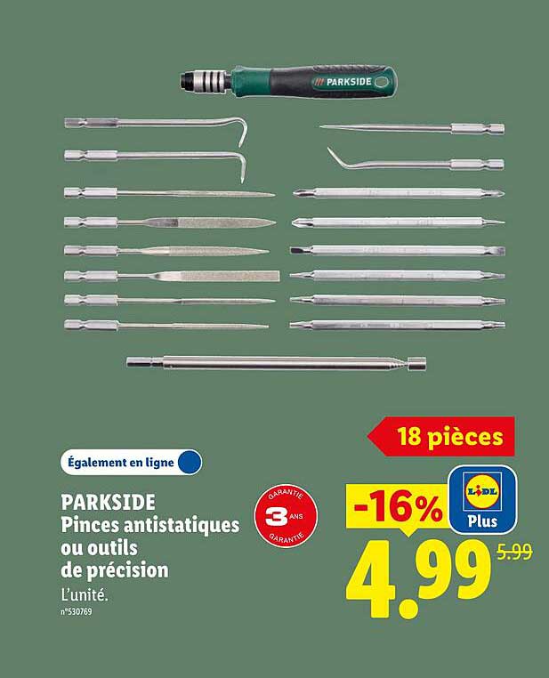 PARKSIDE Pinces antistatiques ou outils de précision