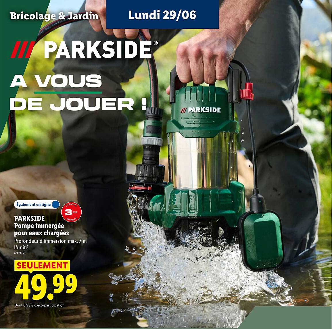PARKSIDE Pompe immergée pour eaux chargées