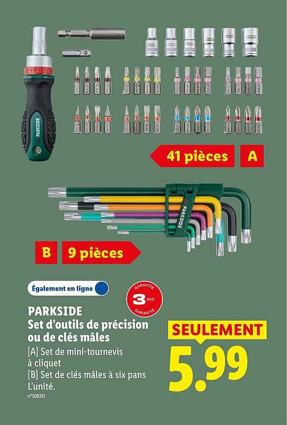 PARKSIDE Set d’outils de précision ou de clés mâles
