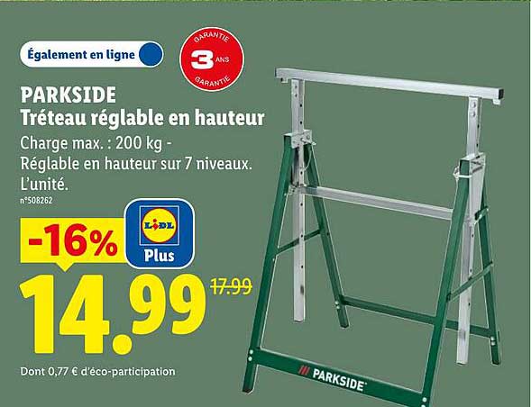 PARKSIDE Têteau réglable en hauteur