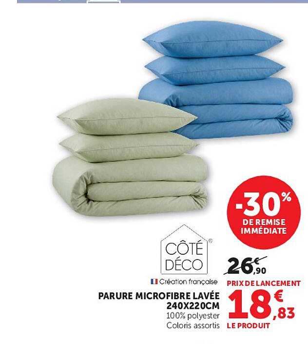 PARURE MICROFIBRE LAVÉE 240X220CM