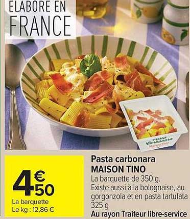 Pasta carbonara MAISON TINO
