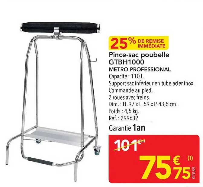 Pince-sac poubelle GTBH1000 METRO PROFESSIONAL