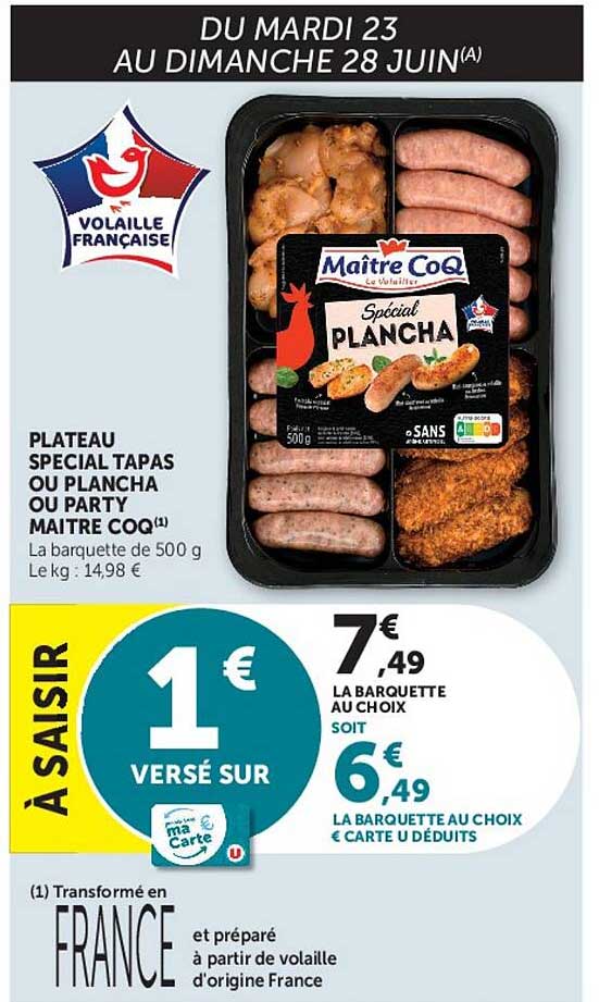 PLATEAU SPECIAL TAPAS OU PLANCHA OU PARTY MAITRE COQ