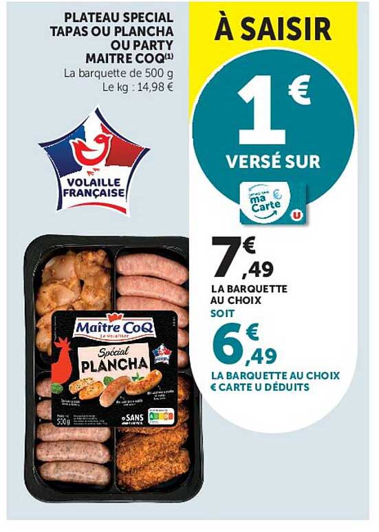 PLATEAU SPECIAL TAPAS OU PLANCHA OU PARTY MAITRE COQ(1)