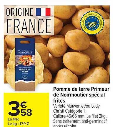 Pomme de terre Primeur de Noirmoutier spécial frites