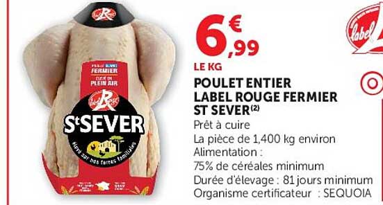 POULET ENTIER LABEL ROUGE FERMIER ST SEVER