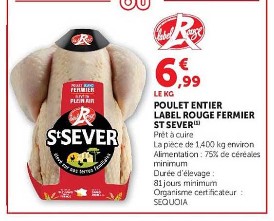 POULET ENTIER LABEL ROUGE FERMIER ST SEVER