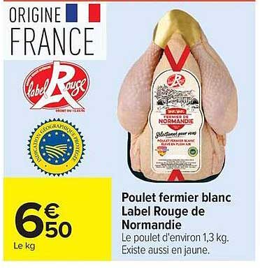 Poulet fermier blanc Label Rouge de Normandie