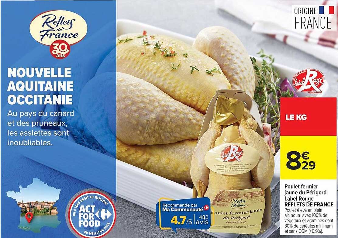 Poulet fermier jaune du Périgord Label Rouge REFLETS DE FRANCE