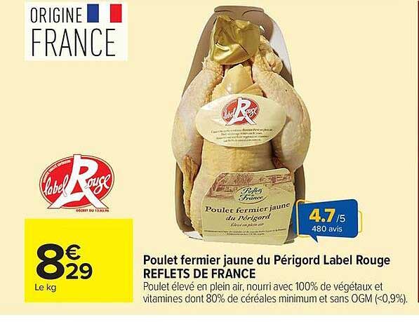 Poulet fermier jaune du Périgord Label Rouge REFLETS DE FRANCE
