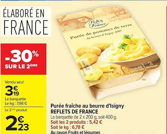 Purée fraîche au beurre d'Isigny REFLETS DE FRANCE