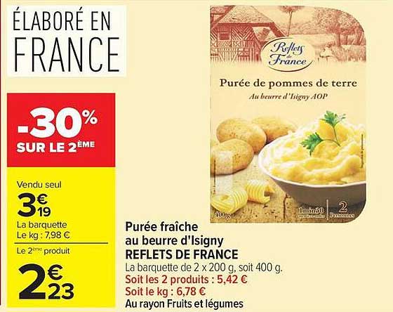 Purée fraîche au beurre d'Isigny REFLETS DE FRANCE