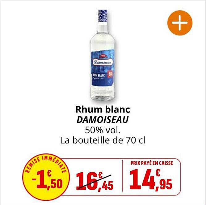 Rhum blanc DAMOISEAU 50% vol. La bouteille de 70 cl