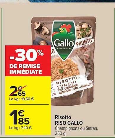 Risotto RISO GALLO Champignons ou Safran, 250 g.