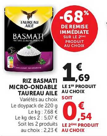 RIZ BASMATI MICRO-ONDABLE TAUREAU AILE