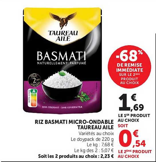 RIZ BASMATI MICRO-ONDABLE TAUREAU AILE