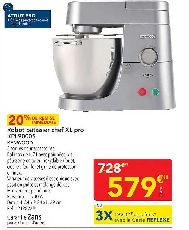 Robot pâtissier chef XL pro KPL9000S KENWOOD