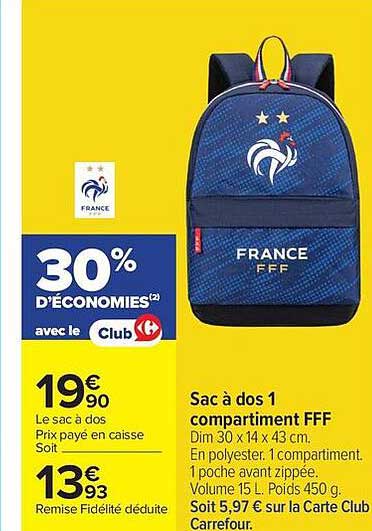 Sac à dos 1 compartiment FFF