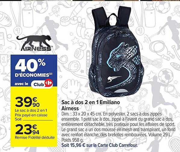 Sac à dos 2 en 1 Emiliano Airness