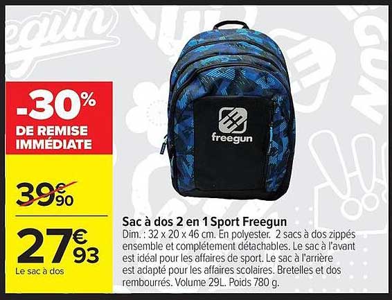 Sac à dos 2 en 1 Sport Freegun