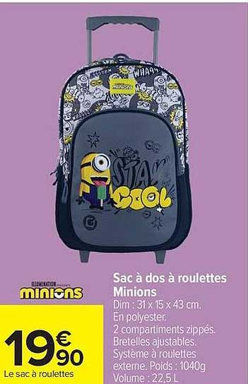 Sac à dos à roulettes Minions