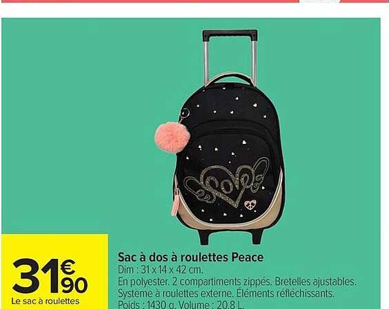 Sac à dos à roulettes Peace