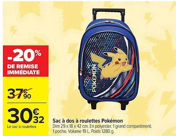 Sac à dos à roulettes Pokémon