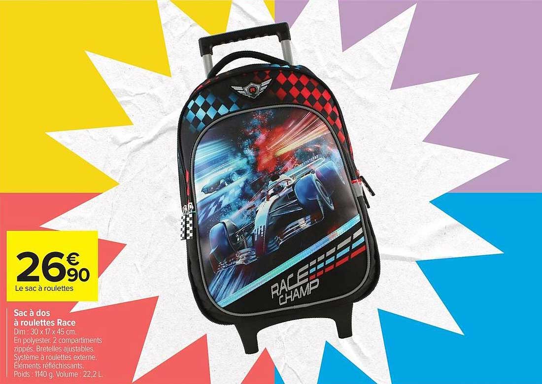 Sac à dos à roulettes Race