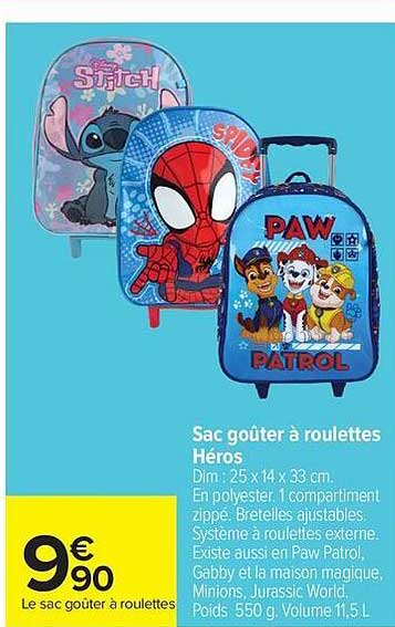 Sac goûter à roulettes Héros