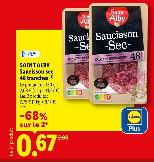 SAINT ALBY Saucisson sec 48 tranches