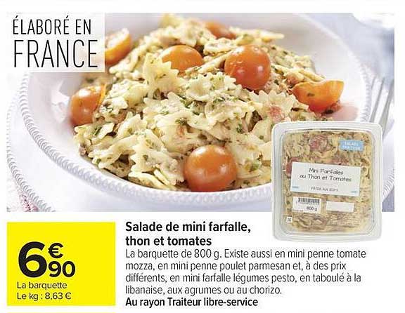 Salade de mini farfalle, thon et tomates