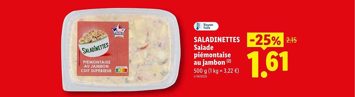 SALADINETTES Salade piémontaise au jambon