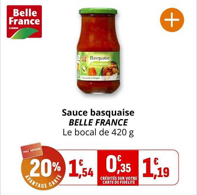 Sauce basquaise BELLE FRANCE Le bocal de 420 g