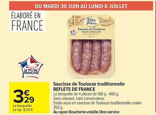 Saucisse de Toulouse traditionnelle REFLETS DE FRANCE