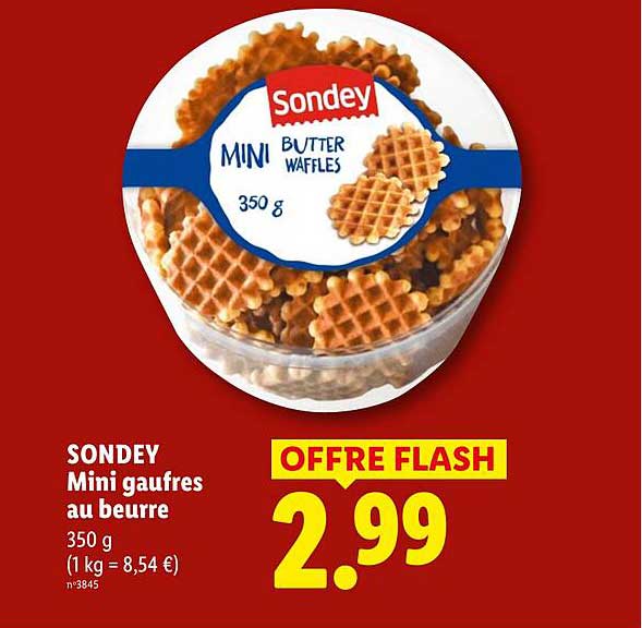 SONDEY Mini gaufres au beurre 350 g (1 kg = 8,54 €)