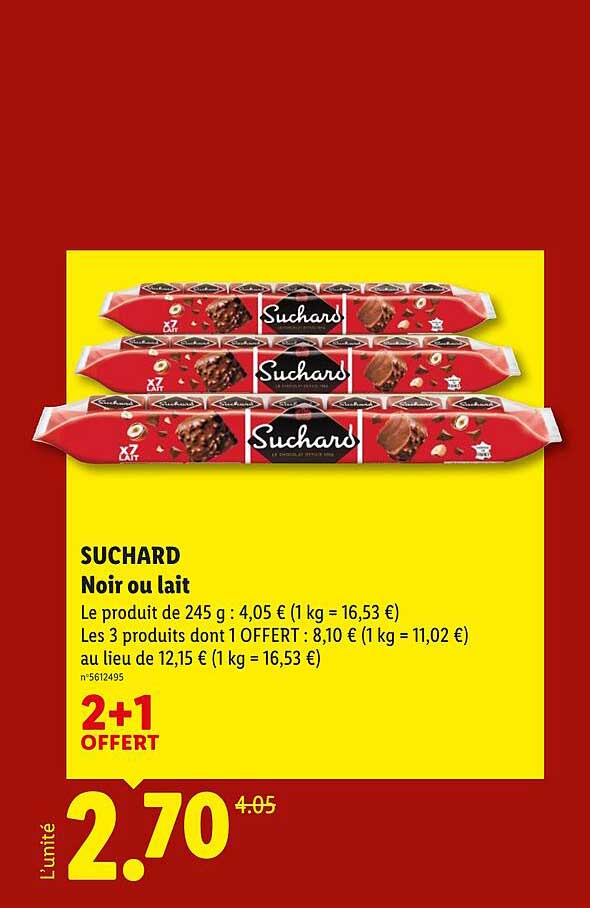 SUCHARD Noir ou lait