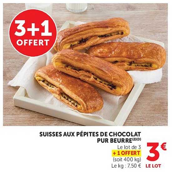 SUISSES AUX PÉPITES DE CHOCOLAT PUR BEURRE