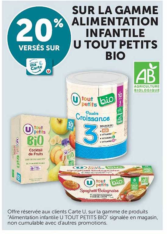 SUR LA GAMME ALIMENTATION INFANTILE U TOUT PETITS BIO