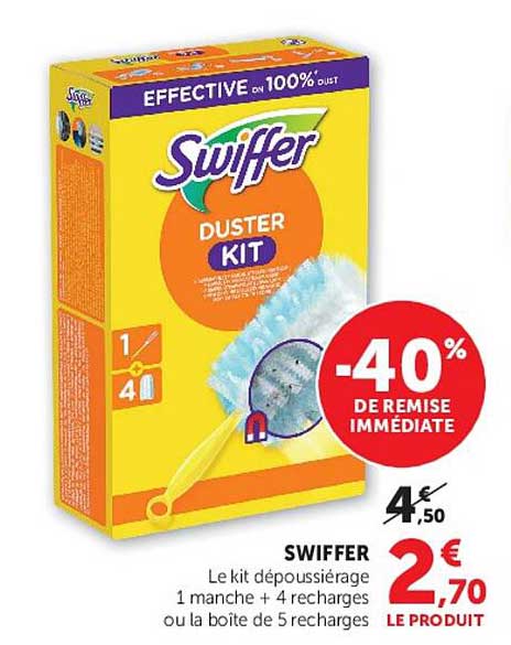 SWIFFER Le kit dépoussiérage 1 manche + 4 recharges ou la boîte de 5 recharges