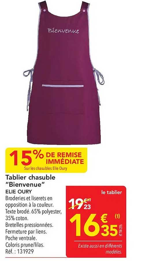 Tablier chasuble “Bienvenue”